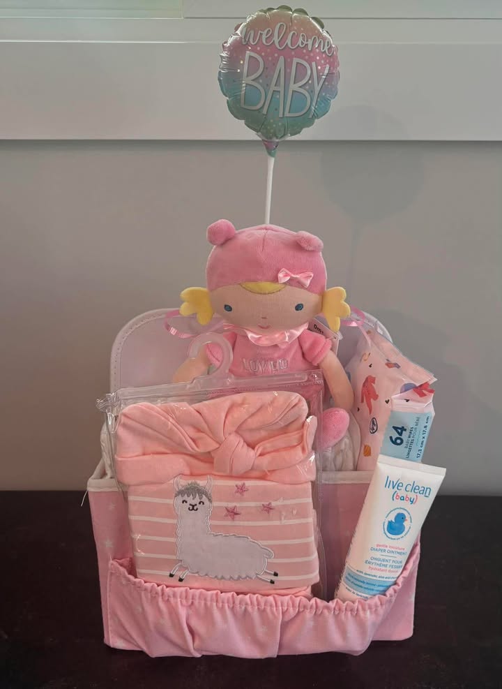 Pink baby basket