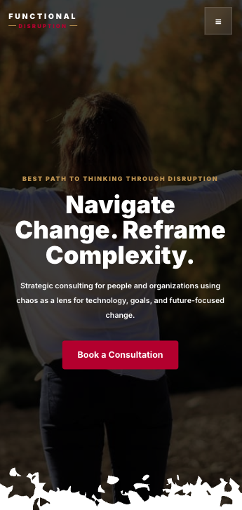Mobile screenshot of the Functional Disruption website